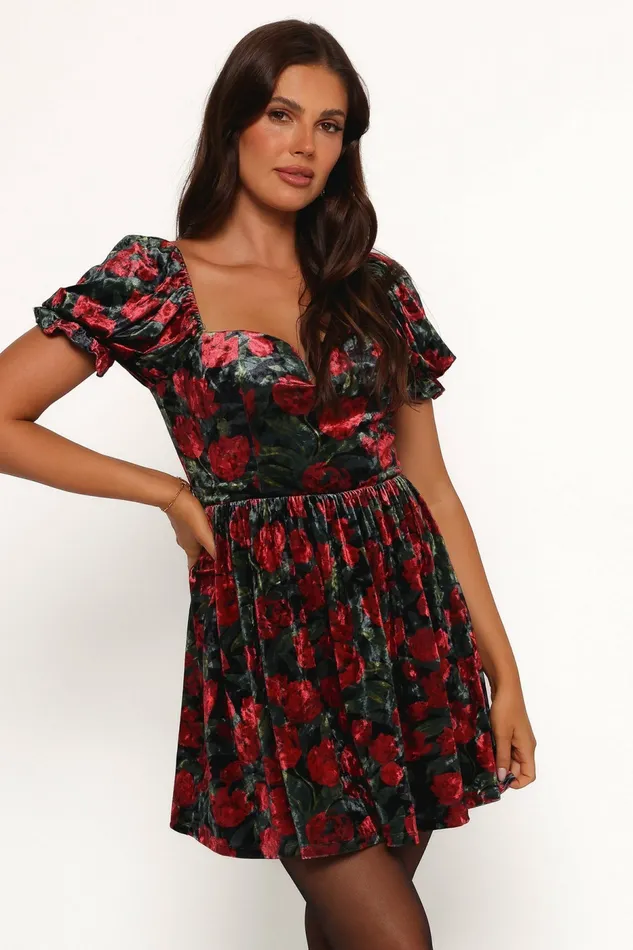 Petal and Pup Anders Mini Dress BlackRed Women Floral Dresses