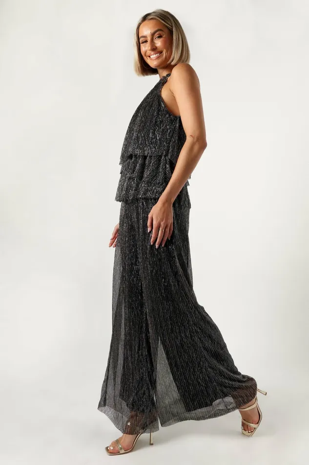 Petal and Pup Elly Halter Jumpsuit Black Women Jumpsuits and Rompers