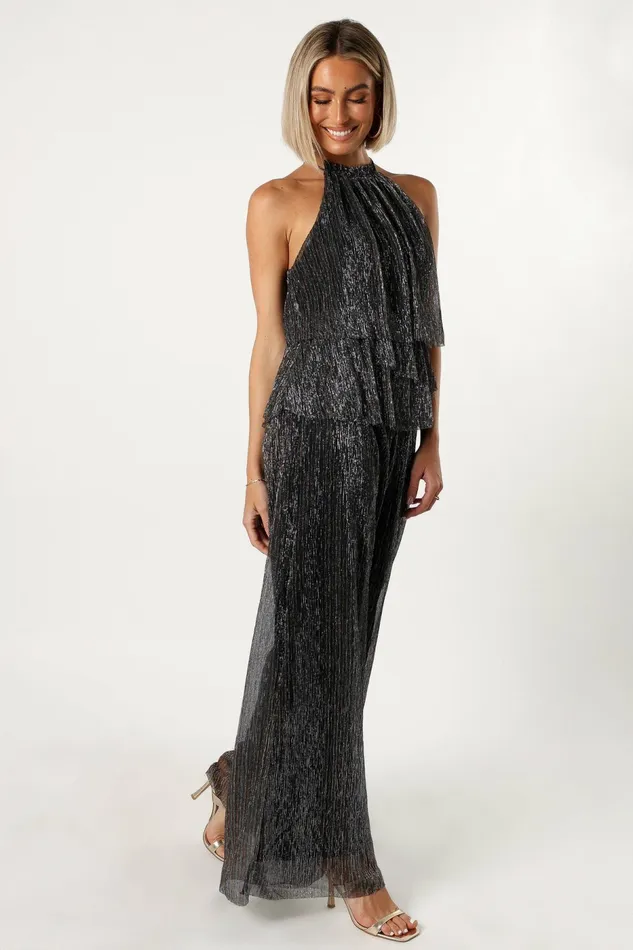 Petal and Pup Elly Halter Jumpsuit Black Women Jumpsuits and Rompers