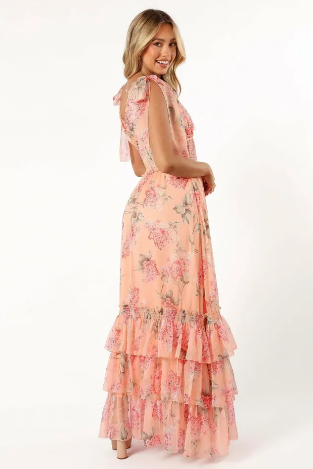Petal and Pup Fionna Maxi Dress Peach Floral Women Floral Dresses