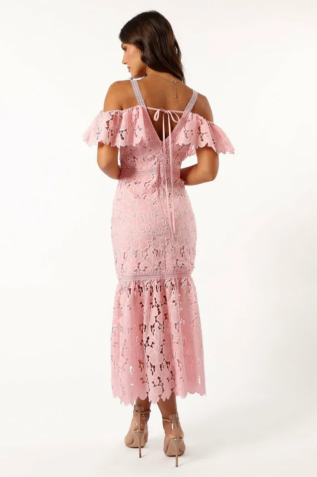 Petal and Pup Floral Dresses Women Beckett Lace Midi Dress Pink