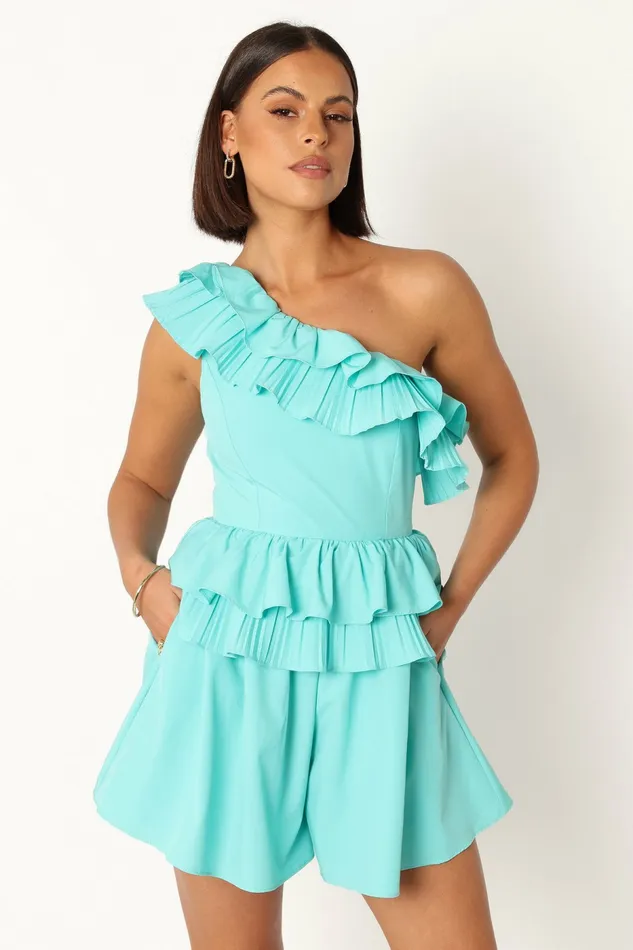 Petal and Pup Jumpsuits and Rompers Women Rosewood One Shoulder Romper Blue