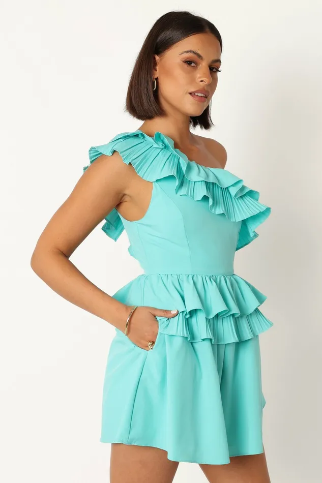 Petal and Pup Jumpsuits and Rompers Women Rosewood One Shoulder Romper Blue