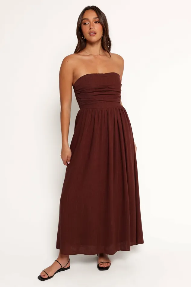Petal and Pup Kayt Strapless Dress Chocolate Brown Women Strapless Dresses
