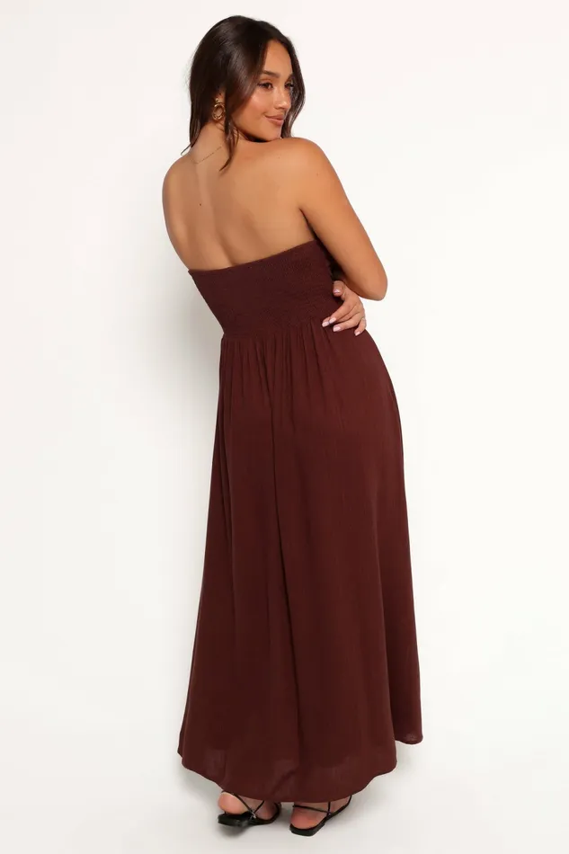 Petal and Pup Kayt Strapless Dress Chocolate Brown Women Strapless Dresses