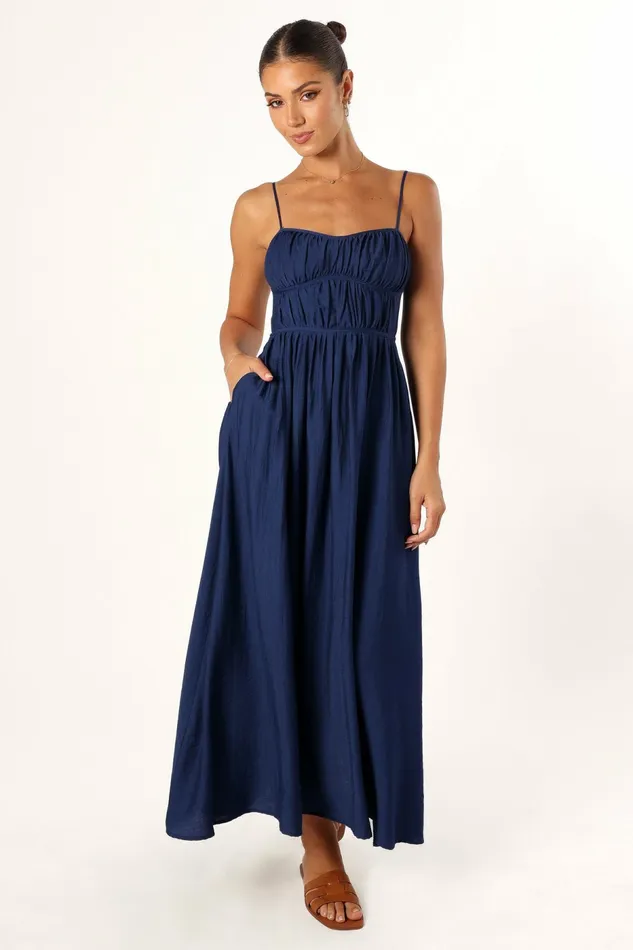 Petal and Pup Kelani Luxi Midi Dress Navy Women Fall Dresses