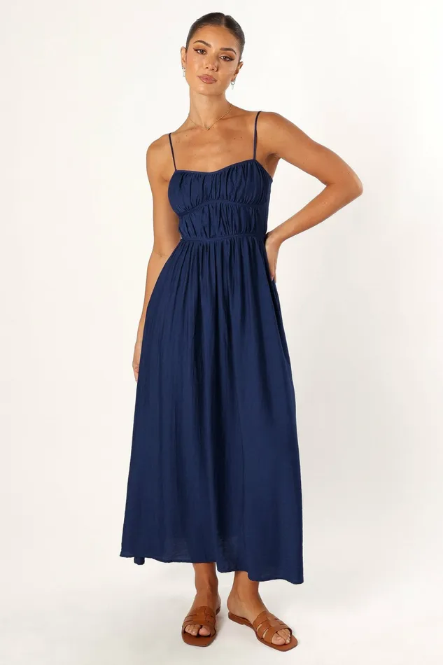 Petal and Pup Kelani Luxi Midi Dress Navy Women Fall Dresses
