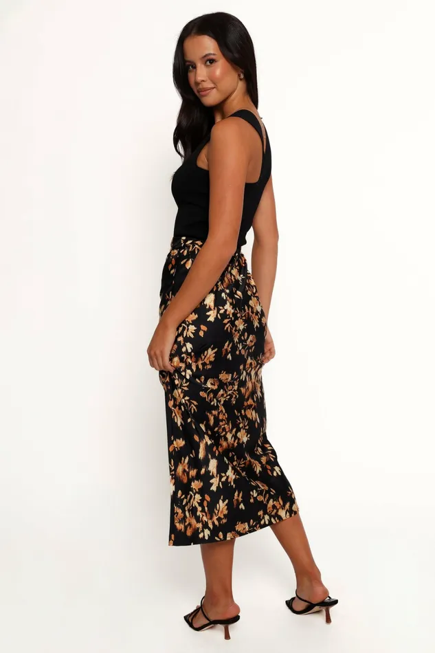 Petal and Pup Kenna Satin Midi Skirt Midnight Glow Women Skirts