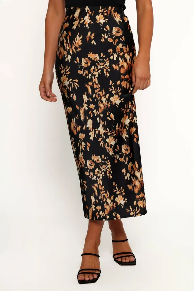Petal and Pup Kenna Satin Midi Skirt Midnight Glow Women Skirts