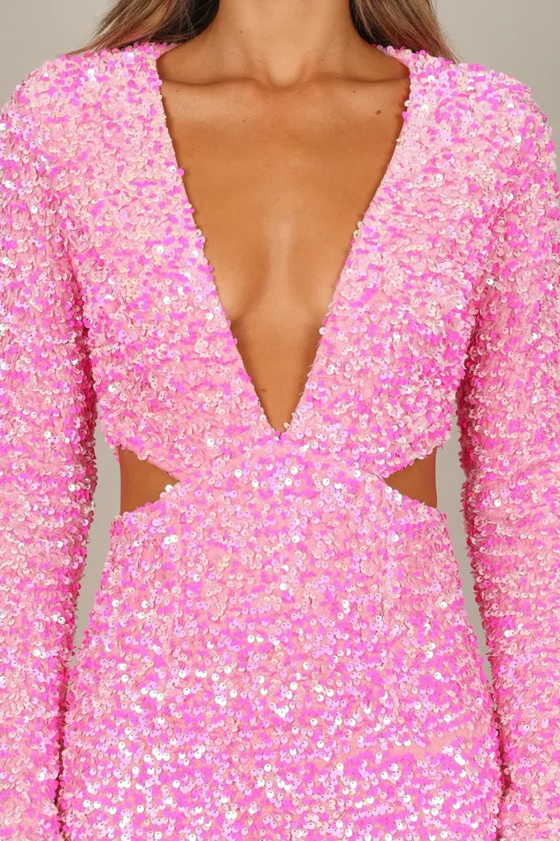 Petal and Pup Long Sleeve Dresses Women Kelly Long Sleeve Sequin Mini Dress Berry