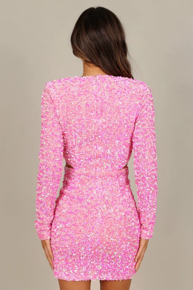 Petal and Pup Long Sleeve Dresses Women Kelly Long Sleeve Sequin Mini Dress Berry
