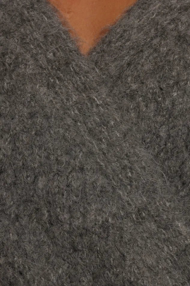Petal and Pup Sweaters Women Etta Ballet Wrap Knit Sweater Heather Grey