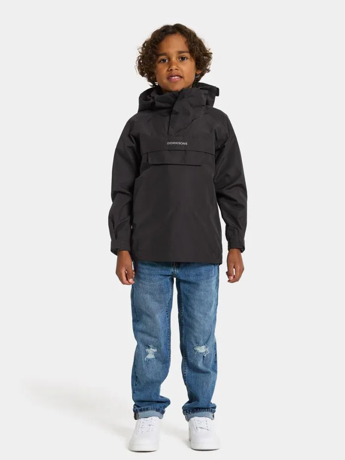 Pi Kids039 Anorak Black Kids Didriksons Waterproof Jackets