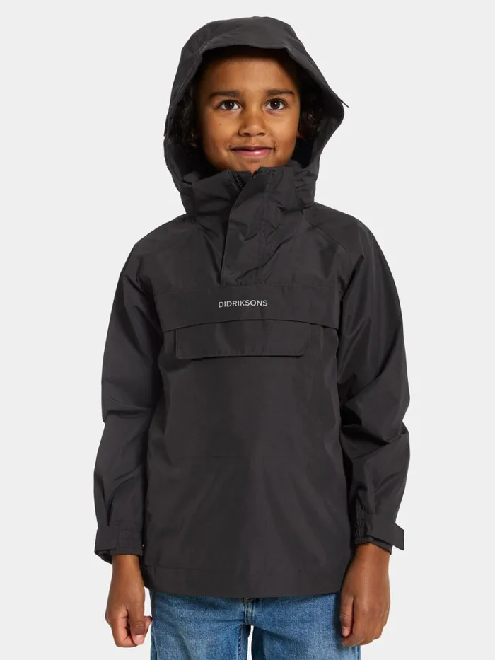 Pi Kids039 Anorak Black Kids Didriksons Waterproof Jackets