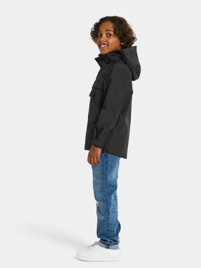 Pi Kids039 Anorak Black Kids Didriksons Waterproof Jackets