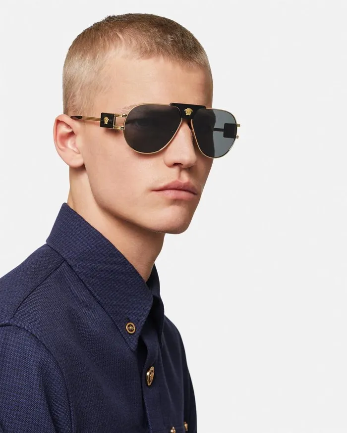 Pilot Sunglasses Blackgold Men Versace Sunglasses