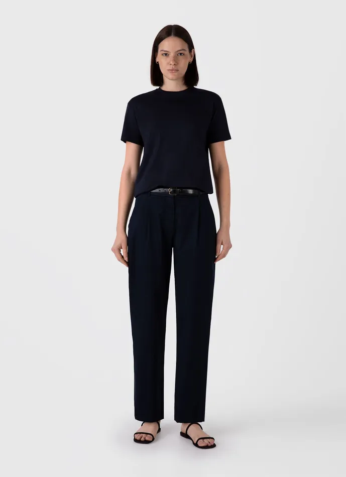 Pleated Chino Midnight Navy Women Pants ussunspel
