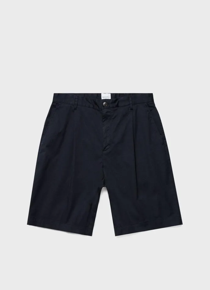 Pleated Twill Shorts Dark Navy Men SUNSPEL Shorts