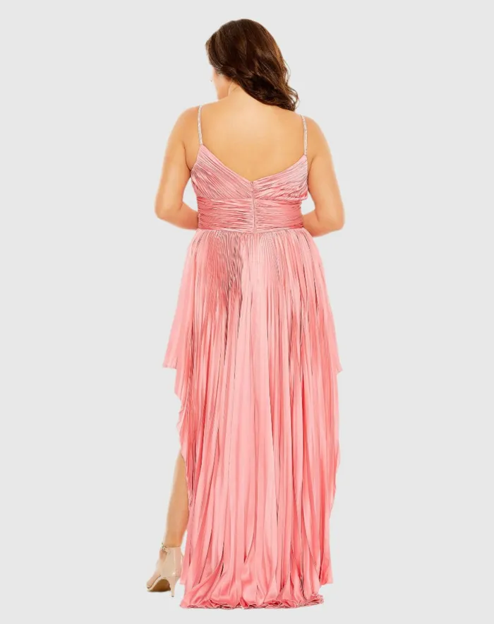 Plus Size Dresses Rhinestone High Low Pleated Gown Aqua Mac Duggal Women Plus Size Dresses Rhinestone High Low Pleated Gown Aqua Mac Duggal Women