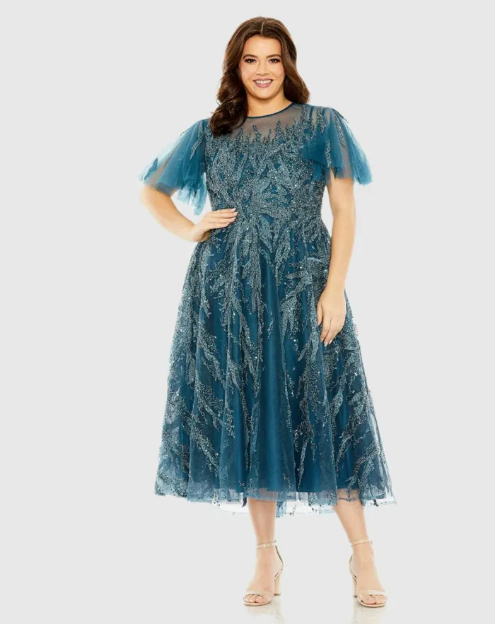 Plus Size Dresses Women High Neck Flutter Sleeve A Line Embellished Dress Plum Mac Duggal Plus Size Dresses Women High Neck Flutter Sleeve A Line Embellished Dress Plum Mac Duggal