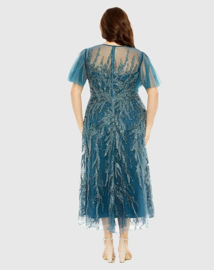 Plus Size Dresses Women High Neck Flutter Sleeve A Line Embellished Dress Plum Mac Duggal Plus Size Dresses Women High Neck Flutter Sleeve A Line Embellished Dress Plum Mac Duggal
