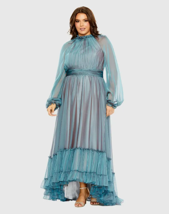 Plus Size Dresses Women Puff Sleeve w Embellished Cuff V Neck A Line Dress Plus French Blue Mac Duggal Plus Size Dresses Women Puff Sleeve w Embellished Cuff V Neck A Line Dress Plus French Blue Mac Duggal