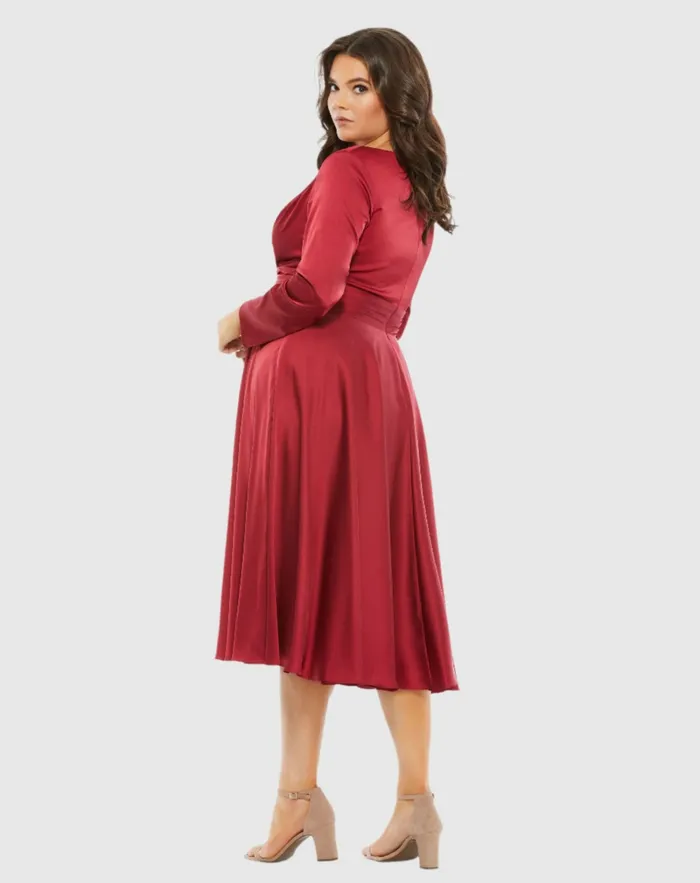 Plus Size Dresses Women Satin Long Sleeve Sweetheart Flowy Midi Dress Plus Black Mac Duggal Plus Size Dresses Women Satin Long Sleeve Sweetheart Flowy Midi Dress Plus Black Mac Duggal