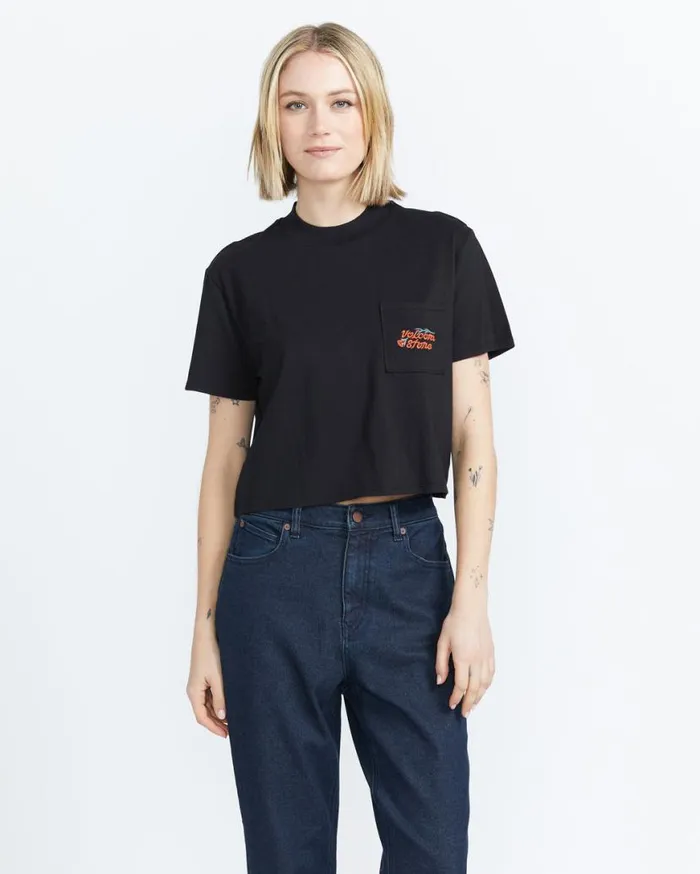 Pocket Dial Tee 8211 Black Womens Volcom Tops
