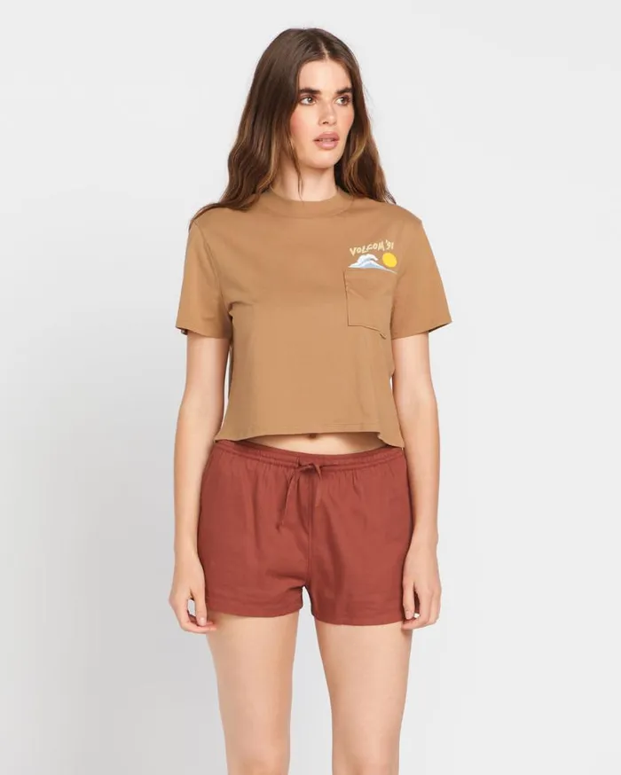 Pocket Dial Tee 8211 Vintage Brown Womens Volcom Tops