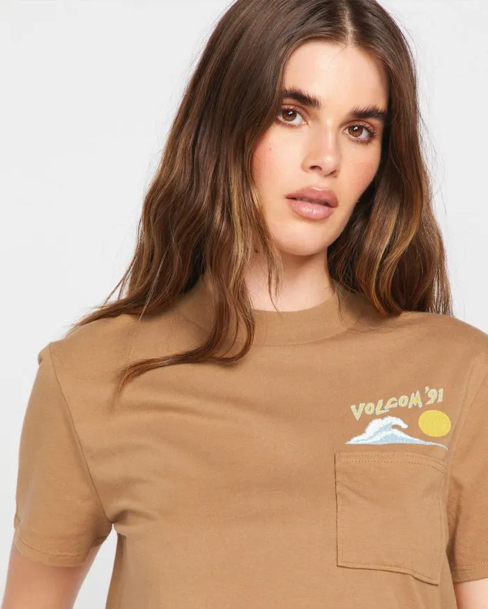 Pocket Dial Tee 8211 Vintage Brown Womens Volcom Tops