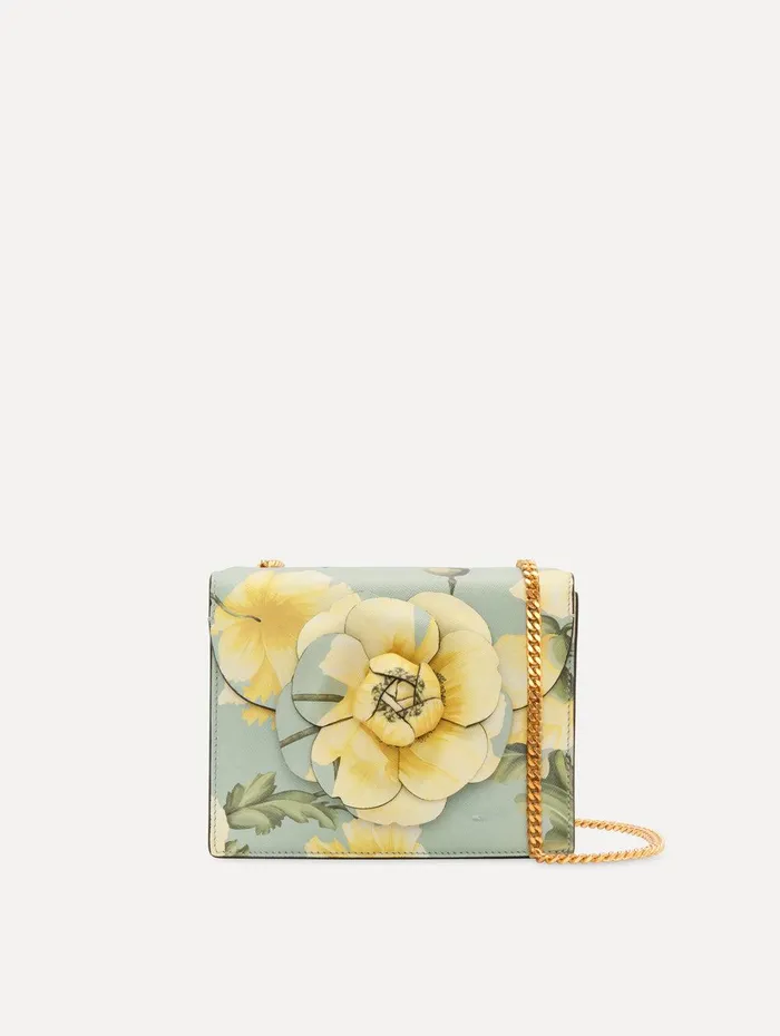 Poppy Printed Mini TRO Bag Yellow Multi Women Oscar De La Renta Handbags