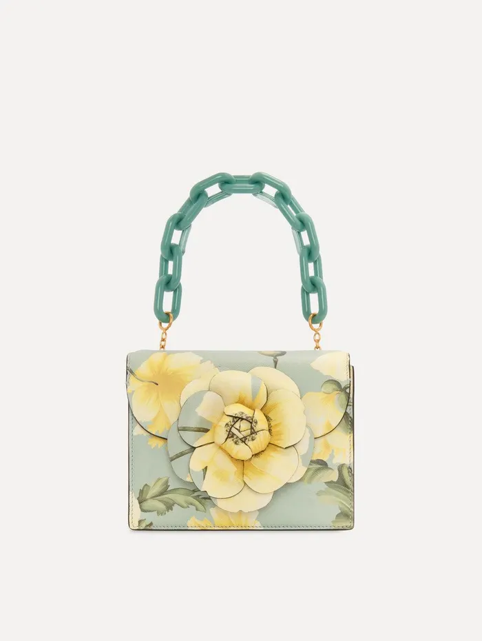 Poppy Printed Mini TRO Bag Yellow Multi Women Oscar De La Renta Handbags Poppy Printed Mini TRO Bag Yellow Multi Women Oscar De La Renta Handbags