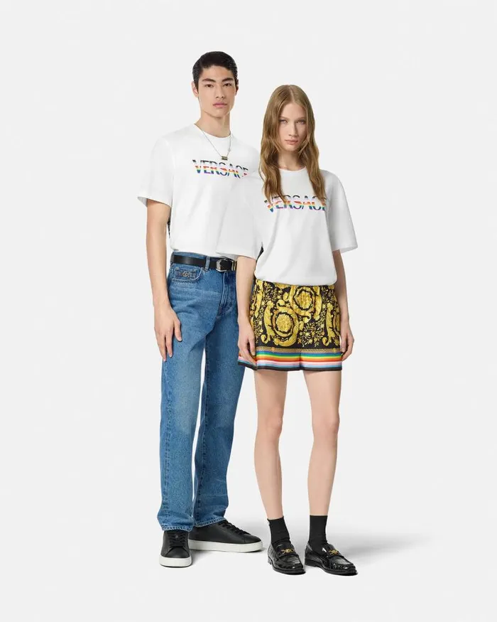 Pride Barocco Logo TShirt Whiteprint WomenMen Versace TShirts and Sweatshirts