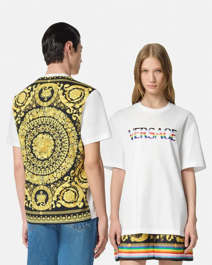 Pride Barocco Logo TShirt Whiteprint WomenMen Versace TShirts and Sweatshirts