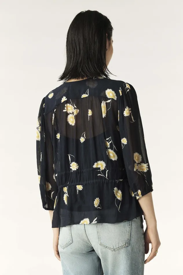 Puff Sleeve Blouse Dune Blue Women Baandsh Tops and Shirts