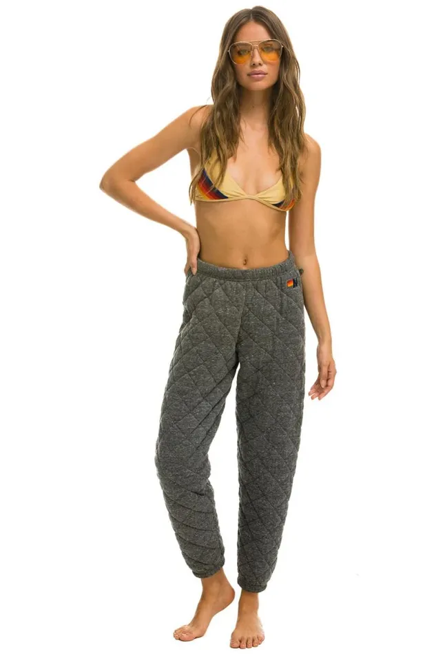 Quilted Sweatpants 8211 Heather Grey Women Aviator Nation Sweatpants