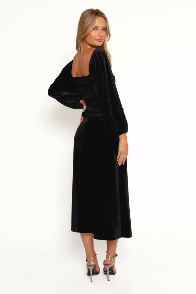 Raelynn Velvet Midi Skirt Black Matching Sets Petal and Pup Women