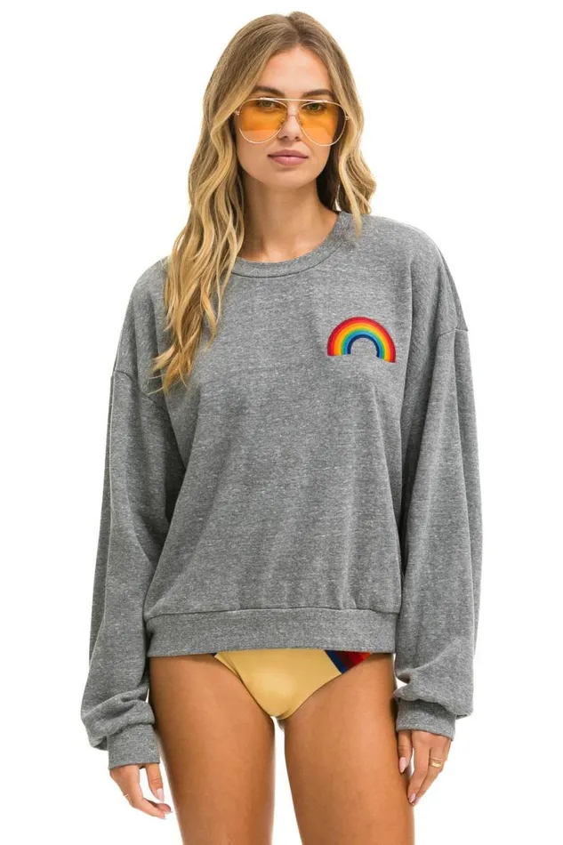 Rainbow Embroidery Relaxed Crew Sweatshirt 8211 Heather WomenMen Aviator Nation Sweatshirts Rainbow Embroidery Relaxed Crew Sweatshirt 8211 Heather WomenMen Aviator Nation Sweatshirts