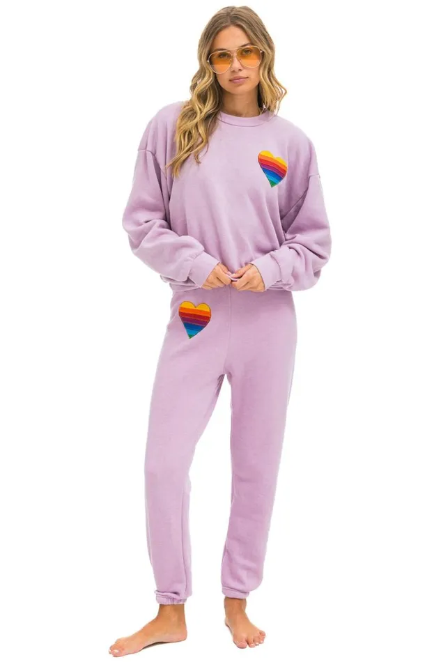 Rainbow Heart Stitch Relaxed Crew Sweatshirt 8211 Mauve WomenMen Aviator Nation Sweatshirts