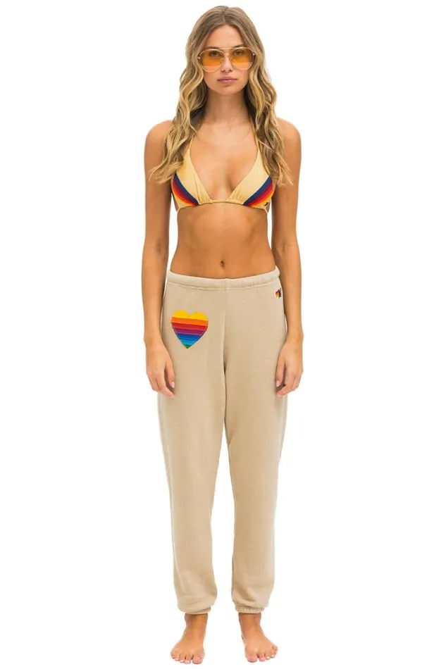 Rainbow Heart Stitch Sweatpants 8211 Sand Women Aviator Nation Sweatpants