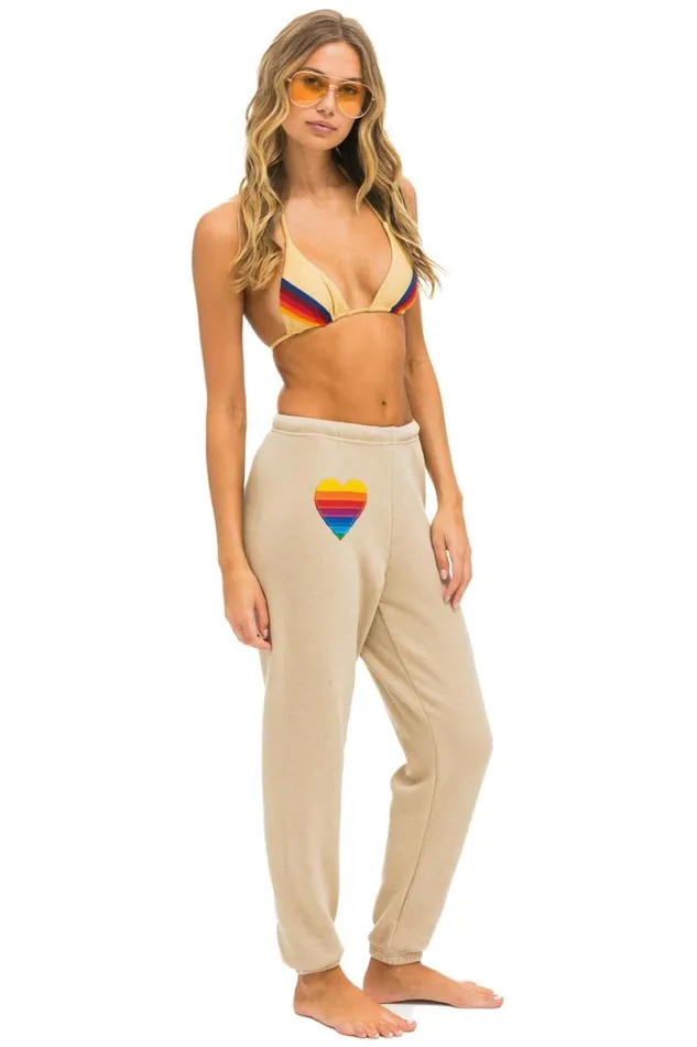 Rainbow Heart Stitch Sweatpants 8211 Sand Women Aviator Nation Sweatpants