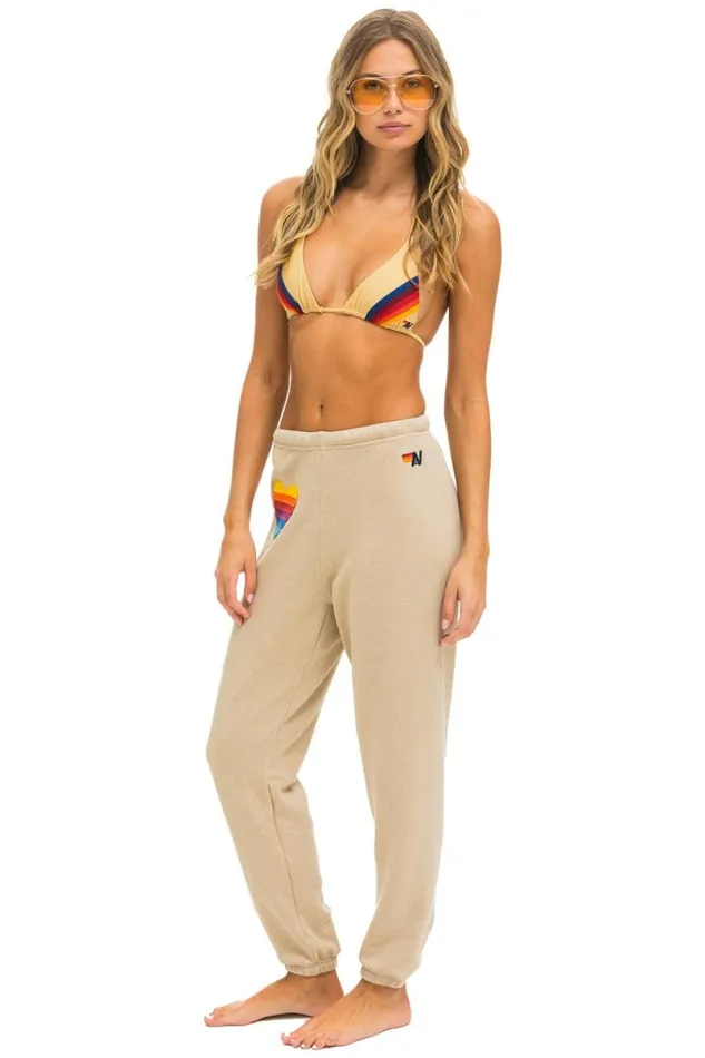 Rainbow Heart Stitch Sweatpants 8211 Sand Women Aviator Nation Sweatpants