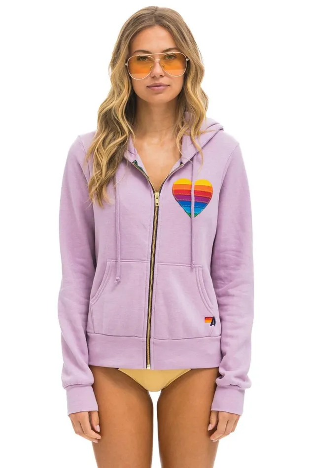 Rainbow Heart Stitch Zip Hoodie 8211 Mauve WomenMen Aviator Nation Hoodies