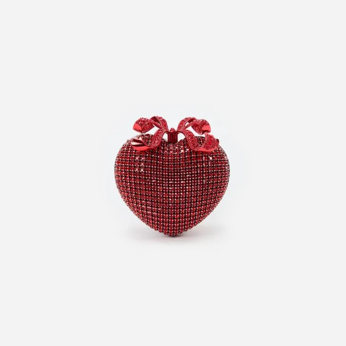 Red Crystal Heart Clutch Women Self Portrait Clutch Bags
