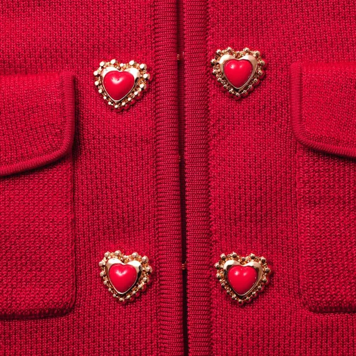 Red Knit Heart Buttoned Cardigan Women Self Portrait Tops Red Knit Heart Buttoned Cardigan Women Self Portrait Tops