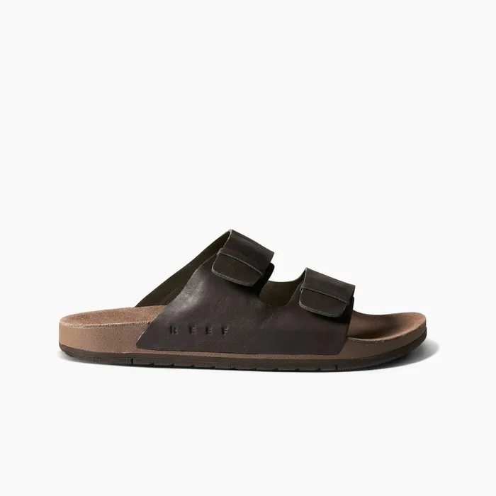 Reef Ojai Two Bar Brown Leather Men Slides