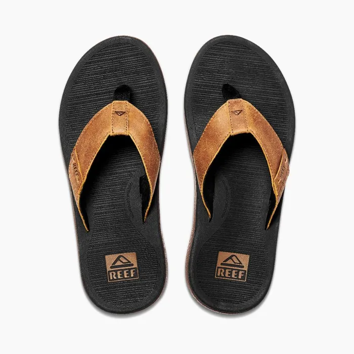 Reef Santa Ana Leather Black And Tan Men Sandals Reef Santa Ana Leather Black And Tan Men Sandals