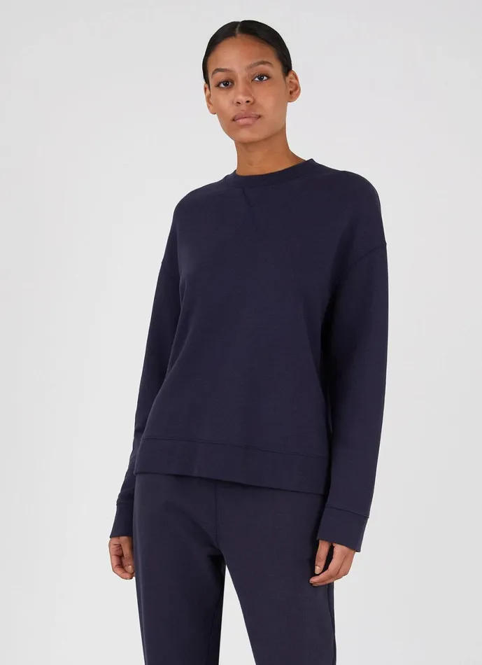 Relaxed Loopback Sweatshirt Navy Women SUNSPEL Sweatshirts and Sweatpants