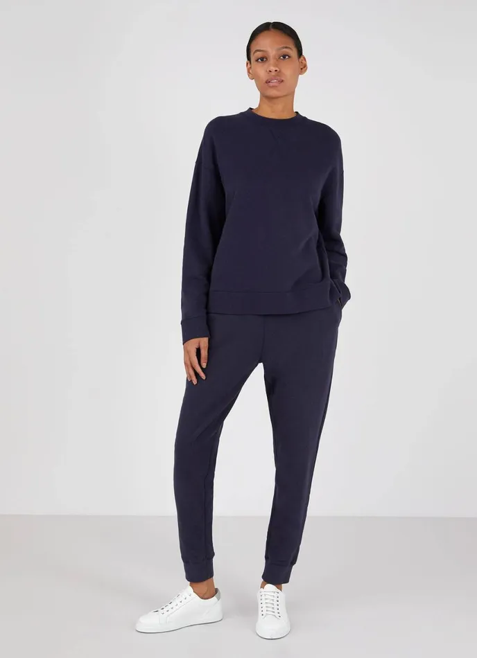 Relaxed Loopback Sweatshirt Navy Women SUNSPEL Sweatshirts and Sweatpants