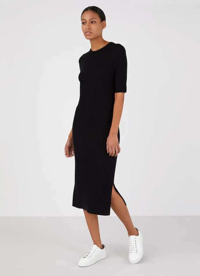 Rib Crew Dress Black Women SUNSPEL Dresses and Skirts